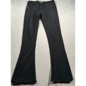 ZCL Jeans Mens 31x31 Black Wide Leg‎ Zip Fly Mid Rise Shredded Hem Grunge